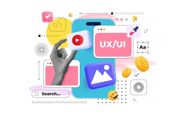 Conception d'affiches de collage à la mode Développement d'applications