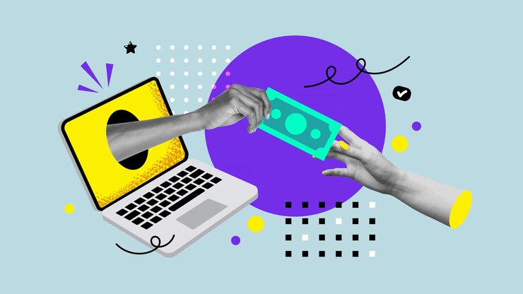 Vecteur conception d'affiches à collage paiement en ligne