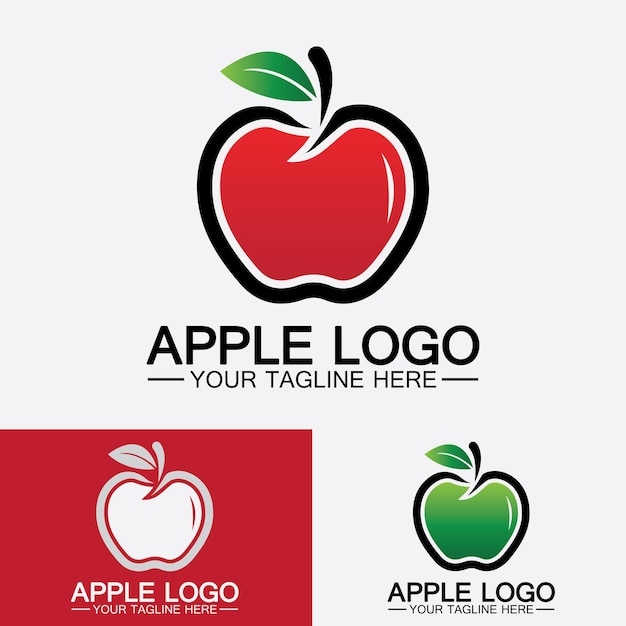 Conception d'aliments sains pour les fruits du logo AppleModèle vectoriel d'inspiration pour la conception du logo Apple