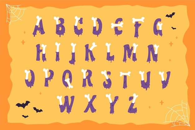 Vecteur conception d'alphabet halloween dessiné à la main