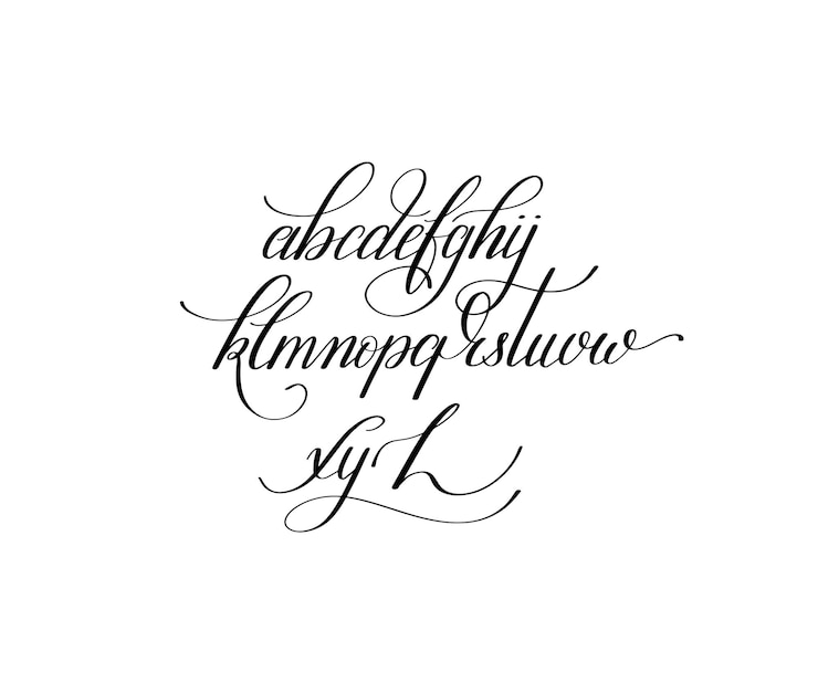 Vecteur conception d'alphabet de lettrage à la main noir et blanc script de brosse manuscrite calligraphie moderne