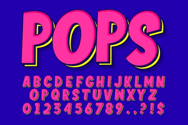 Vecteur conception d'alphabet pop art fantaisie