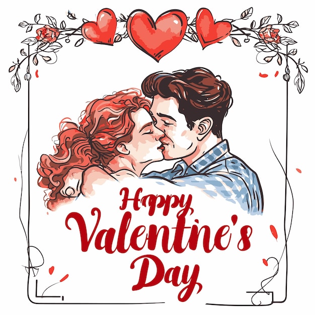 conception d'amour avec un couple tombant amoureux pour l'illustration de la bannière de la Saint-Valentin