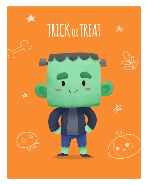 Conception aquarelle halloween avec personnage