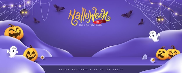 Conception D'arrière-plan Halloween Avec Affichage Du Produit Et éléments Festifs Halloween