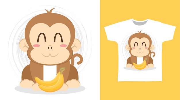 Conception D'art De Tshirt Dessin Animé Singe Banane