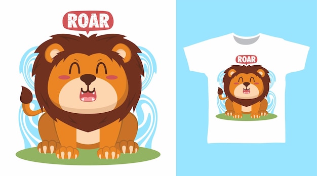 Conception D'arts De Tshirt De Dessin Animé De Lion Mignon