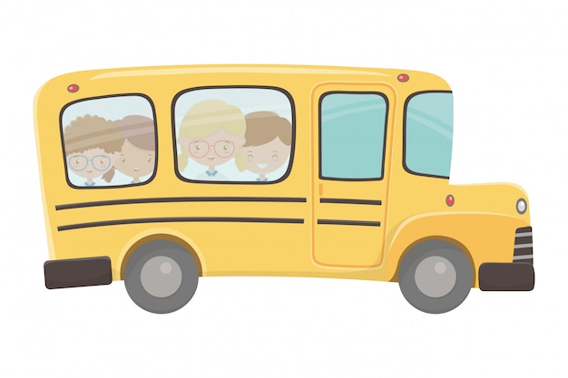 Conception D'autobus Scolaire Et D'enfants