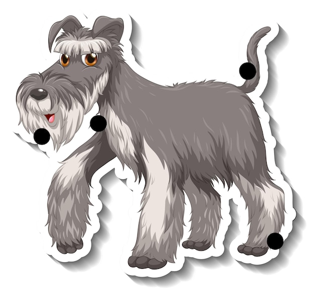 Conception D'autocollant Avec Chien Schnauzer Gris Isolé