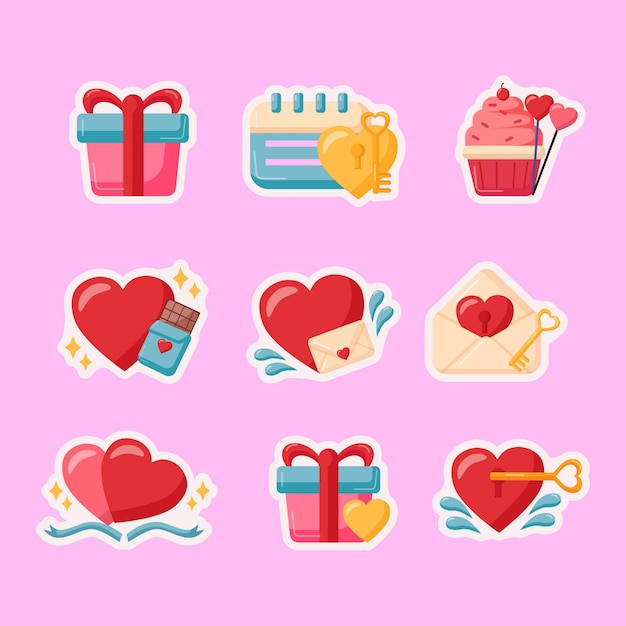 Conception d'autocollant romantique Saint Valentin