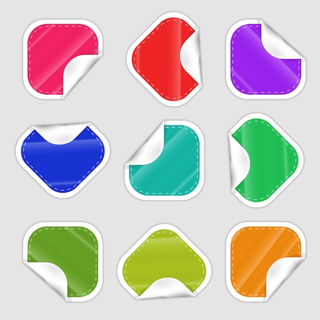 conception d'autocollants, ensemble coloré brillant avec effet papier multicolore