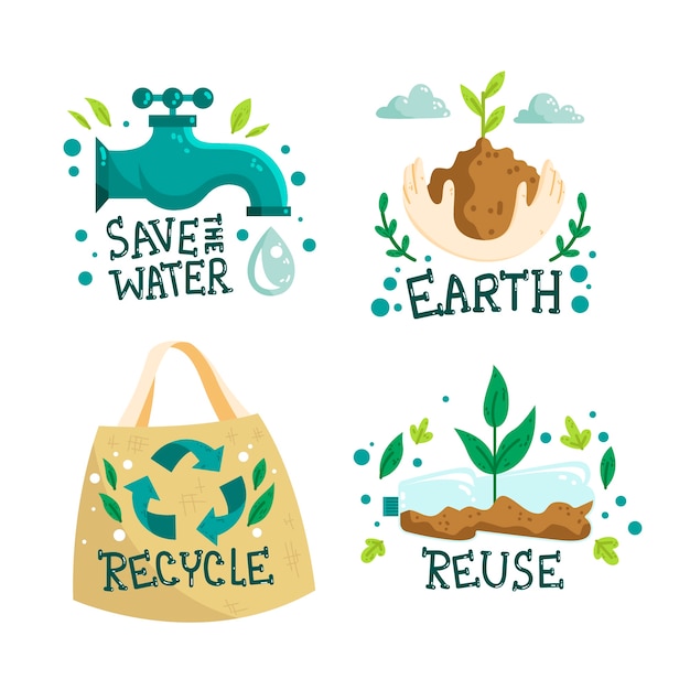 Conception De Badges D'écologie Dessinés à La Main