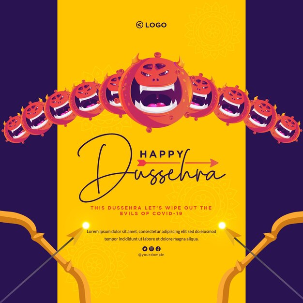 Conception De Bannière Créative Du Modèle De Festival Indien Happy Dussehra