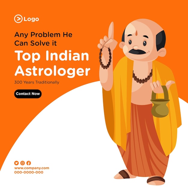 Vecteur conception de bannière du meilleur astrologue indien
