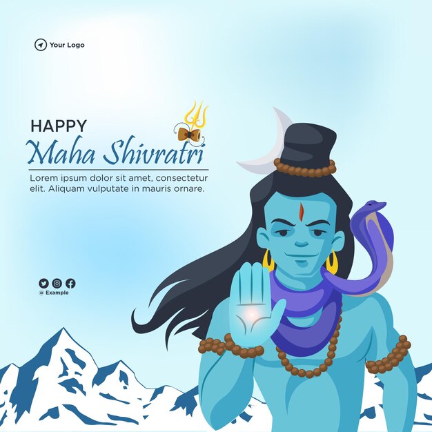 Conception De Bannière Du Modèle De Festival Hindou Heureux Maha Shivratri