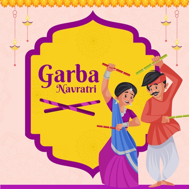 Conception De Bannière Du Modèle Garba Navratri