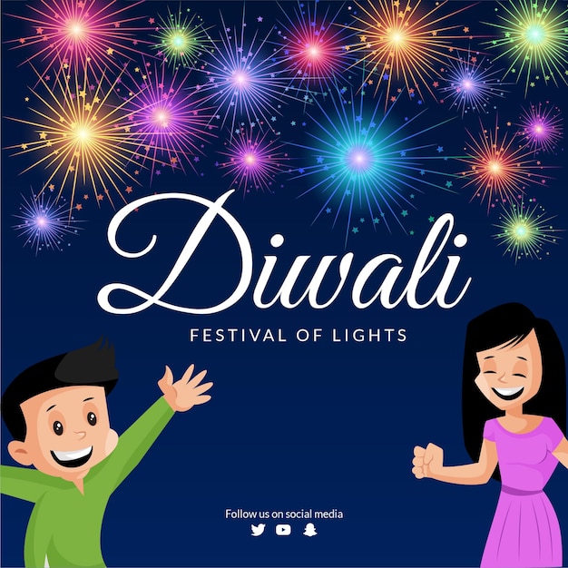 Conception De Bannière élégante Du Modèle De Joyeux Festival Des Lumières De Diwali