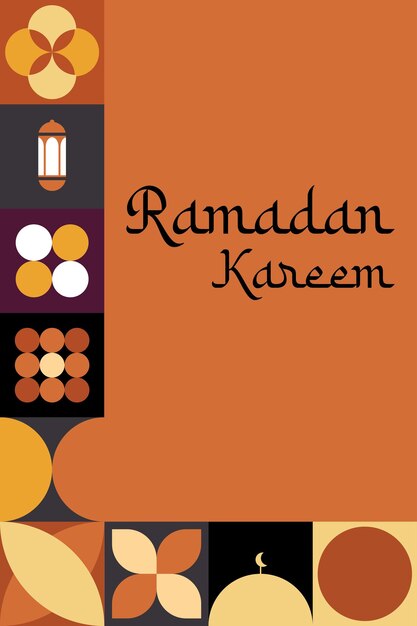 La Conception De La Bannière De La Fête Islamique Du Ramadan Kareem Avec Des Icônes Minimalistes