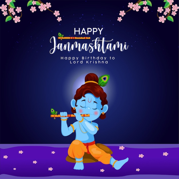 Conception De Bannière De Joyeux Modèle De Festival Indien Krishna Janmashtami