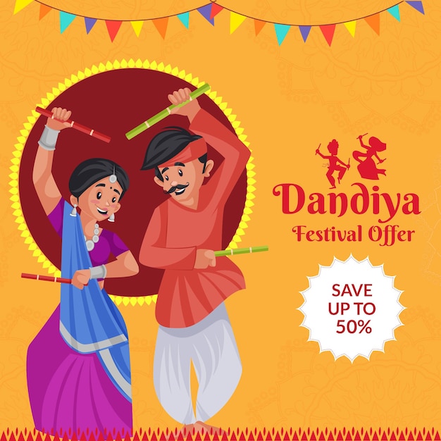 Conception De Bannière De Modèle D'offre De Festival Dandiya