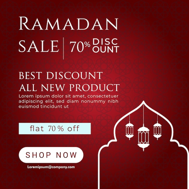 Vecteur conception de bannière de modèle d'offre de vente du ramadan