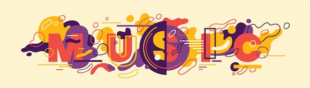 Vecteur conception de bannière de musique typographique dans un style abstrait.