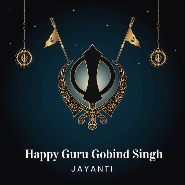 Conception De Bannière Plate Du Modèle Heureux Gourou Gobind Singh Jayanti