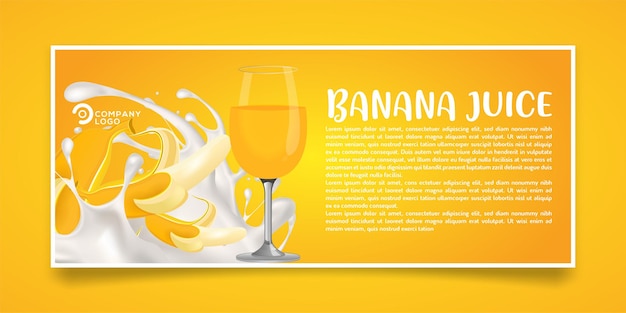 Vecteur conception de bannière de produit de jus de banane