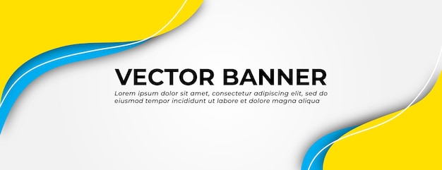 Conception de bannière de vagues bleues jaunes
