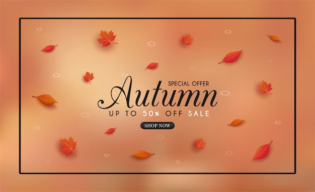 Conception de bannière de vente automne avec des feuilles d'automne saisonnières colorées. et concept de publicité d'automne.