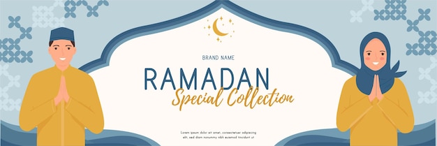 Vecteur conception de bannière de vente ramadan