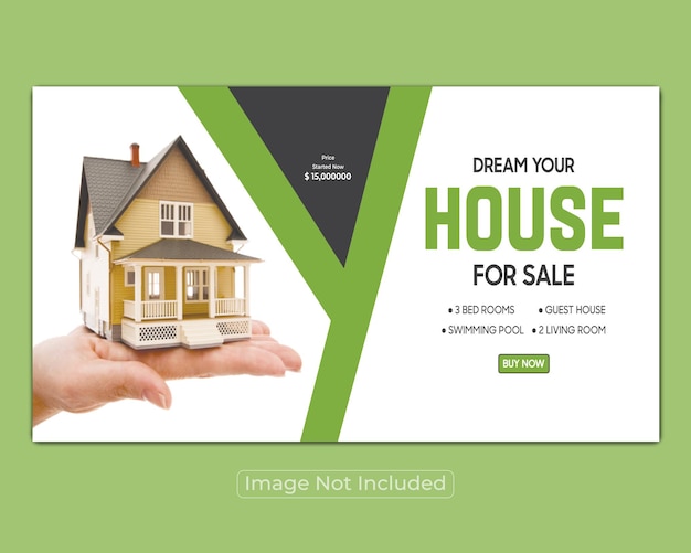 Conception de bannière web de maison immobilière ou modèle de propriété pour les ventes