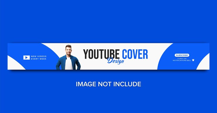Vecteur la conception de la bannière youtube professionnelle bleue