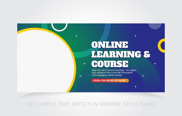 conception de bannières d'éducation numérique pour le site Web et plus avec effet de texte dans le panneau de style graphique