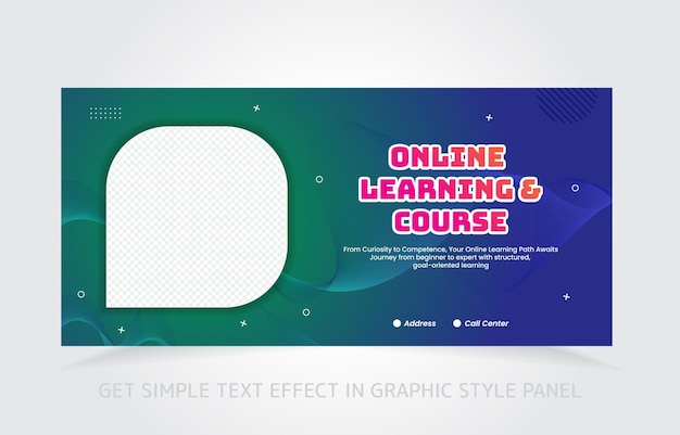 conception de bannières d'éducation numérique pour le site Web et plus avec effet de texte dans le panneau de style graphique