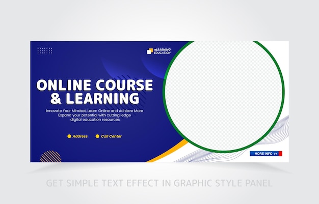 conception de bannières d'éducation numérique pour le site Web et plus avec effet de texte dans le panneau de style graphique