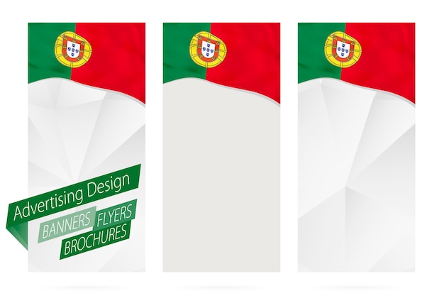 Conception de bannières flyers brochures avec drapeau du Portugal