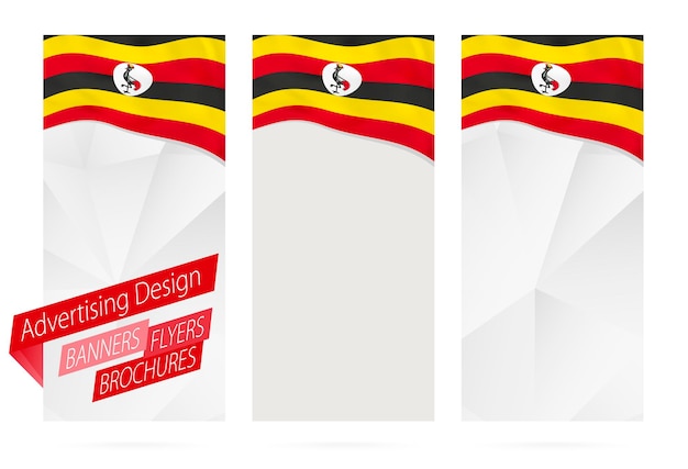 Conception De Bannières Flyers Brochures Avec Le Drapeau De L'ouganda