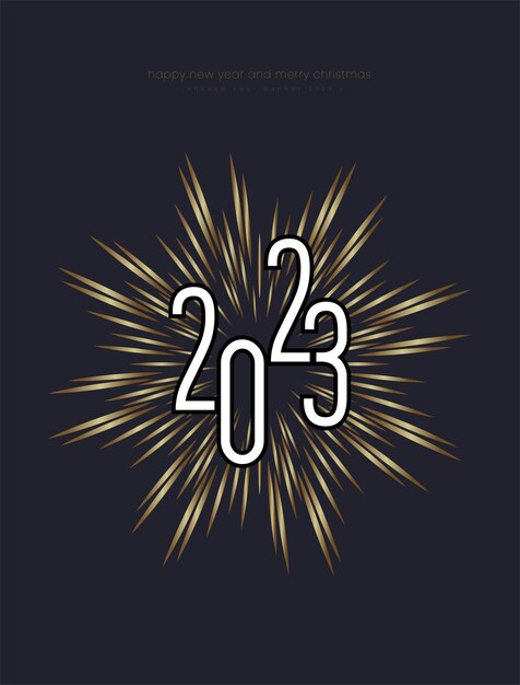 Conception de bannières Happy New Year 2023, utilisée dans les affiches et les publicités imprimées pour le nouvel an, avec un feu d'or scintillant