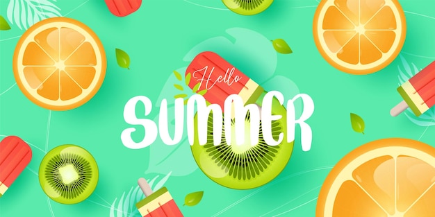 Conception de bannières de mise en page de fond d'été coloré Affiche horizontale en-tête de carte de voeux pour site Web