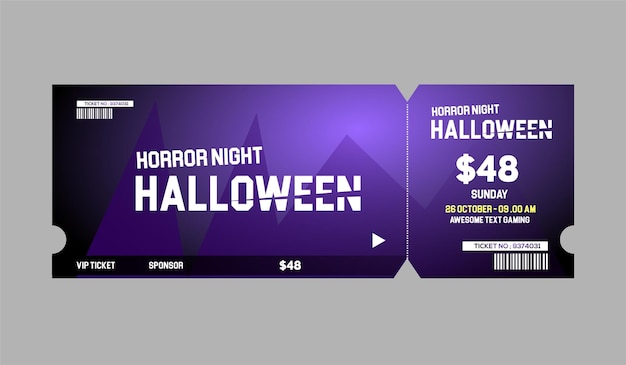 Vecteur conception de billets de carte halloween dégradé de luxe coloré