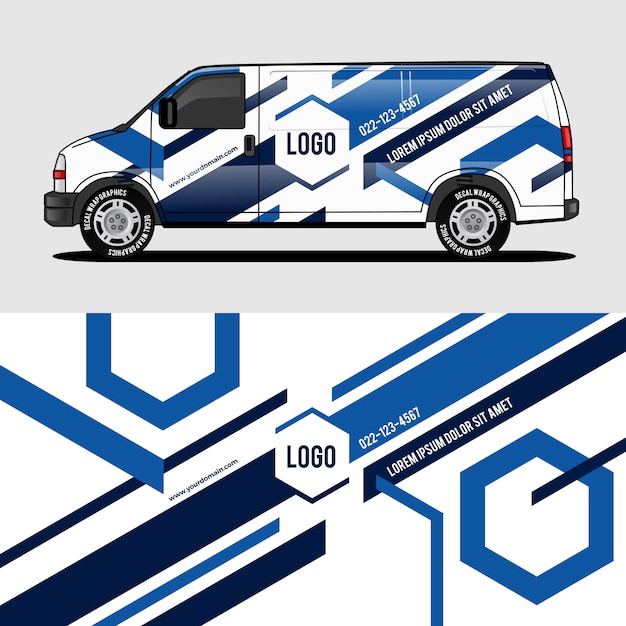 Vecteur conception bleue de wrap van