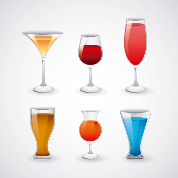 Conception de boissons au cours de l&#39;illustration vectorielle fond gris