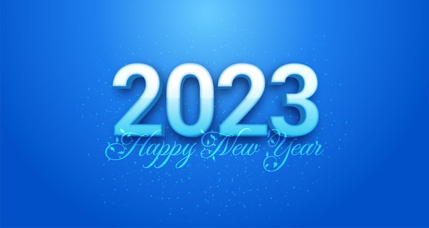 Conception De Bonne Année 2023 Dans Le Style Brillant Bleu Numéro