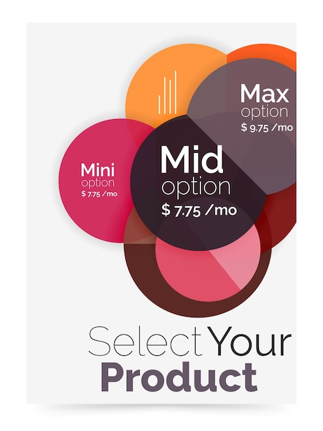 Vecteur conception de brochure de couverture d'entreprise avec diagramme d'options sélectionnées