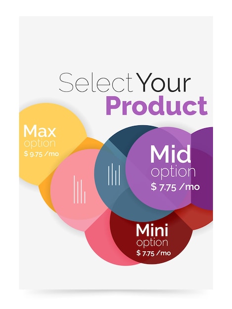 Vecteur conception de brochure de couverture d'entreprise avec diagramme d'options sélectionnées