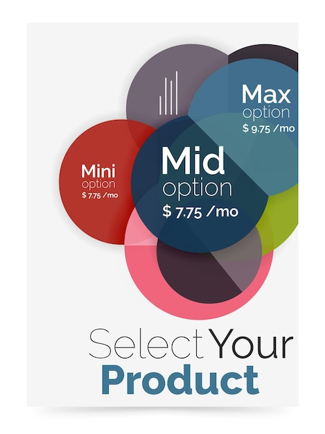 Vecteur conception de brochure de couverture d'entreprise avec diagramme d'options sélectionnées