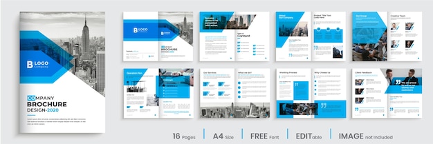 Conception de brochure d'entreprise moderne de couleur bleue