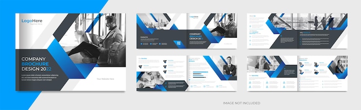 Vecteur conception de brochure de paysage d'entreprise avec vecteur premium de mise en page créative dégradé bleu