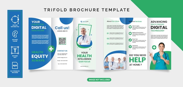 Vecteur conception de brochures médicales à trois volets